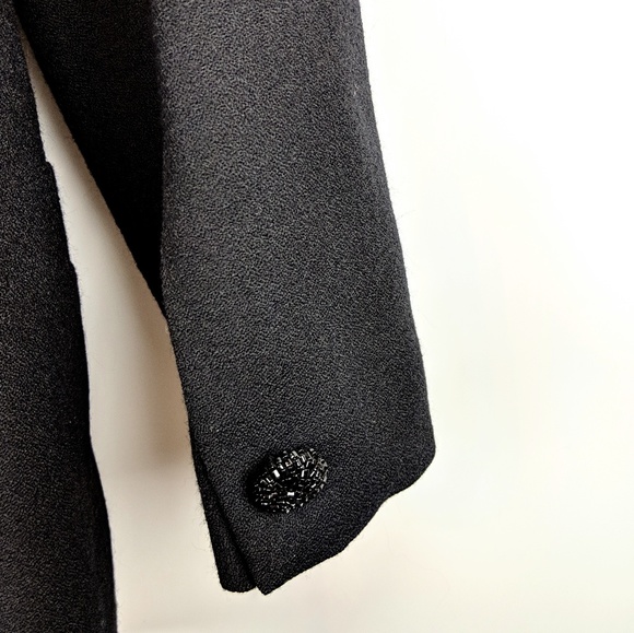 JOHN MEYER Vintage Black Beaded Collar Wool Double Breasted Blazer Size 10 - Picture 7 of 7